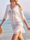 Lace Trim V-Neck Cover-Up - Elvaré Store
